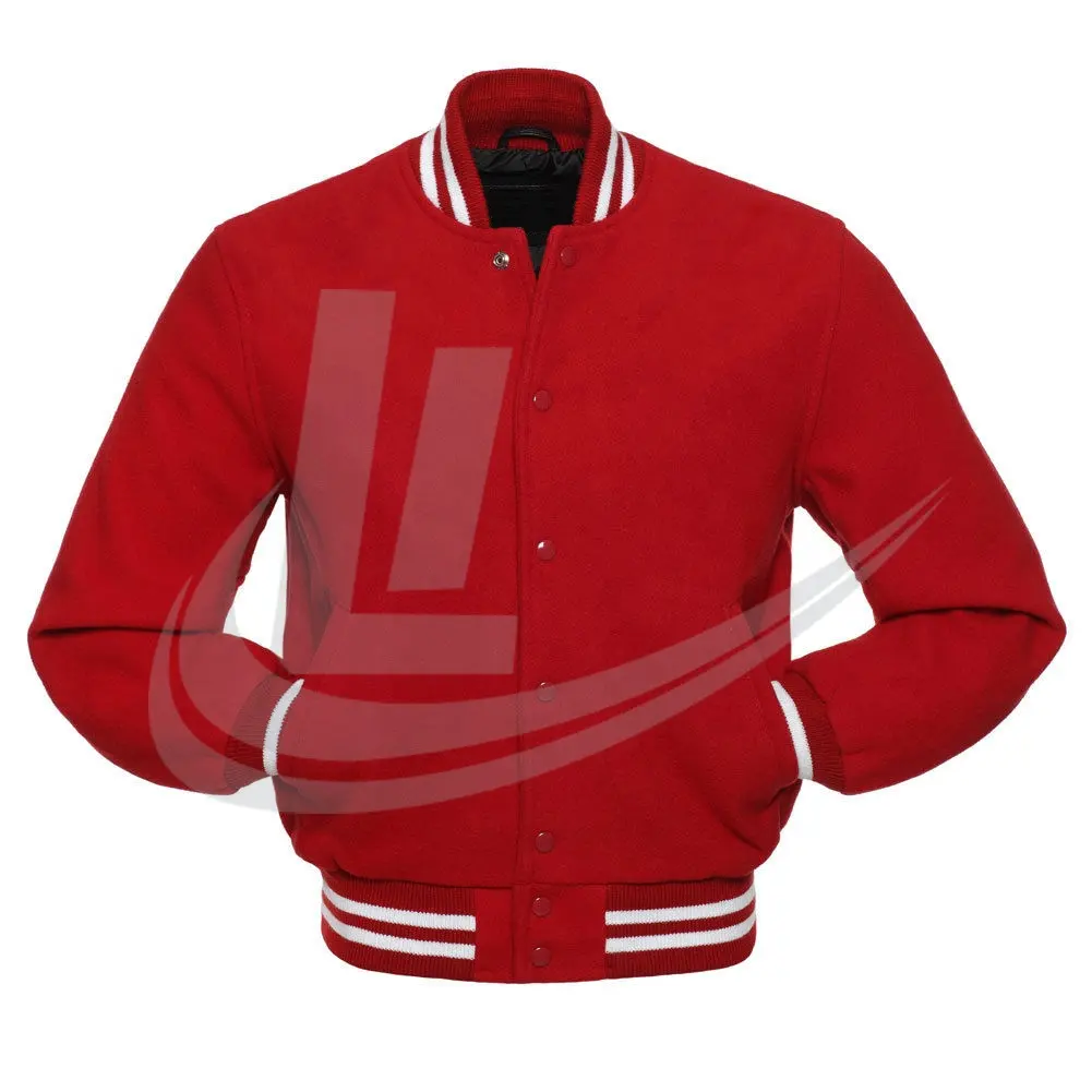 Red Wool Varsity Jacket / Wool jacket for men, melton wool custom design letterman varsity jacket