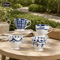 Ensemble de tasses à café en céramique SWT Classic Flower, soucoupe à pétales bouffants, tasse à thé, passe au lave-vaisselle, cadeau adorable, maison, bureau, café
