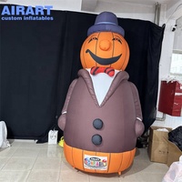 Mascotte gonflable personnalisée de gentleman citrouille, décoration gonflable de citrouille pour événements d'Halloween en extérieur