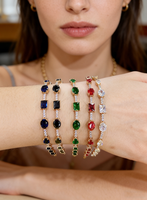 Bracelets de tennis pour femmes Artivelle, vente flash, pierres arc-en-ciel, bijoux fantaisie, plaqué or, zircons colorés, bracelet en cristal