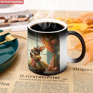 <b>Study</b> <b>Desk</b> Minimalist 11oz Frosted Black Ceramic Heat Changing Magic Mug - Product Image 5