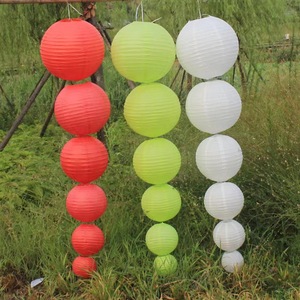 May mắn bán buôn tùy chỉnh giấy đèn lồng in Trung Quốc treo vòng giấy đầy màu sắc đèn tròn có thể gập lại giấy đèn lồng - Product Image 4