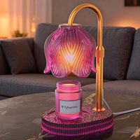 Lampe chauffe-bougie en verre, hauteur réglable, sans flamme, 4 niveaux de luminosité réglables, fonction minuterie, design élégant, plusieurs couleurs