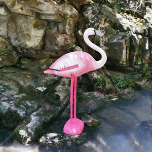 Décoy de chasse aux oiseaux en plastique PE, double pose, cou courbé rose, avec piquet à longue jambe pour attraper les oiseaux aquatiques en extérieur - Product Image 5