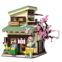 Cada C66015 LED City Épicerie de style japonais Maison à double étage Architecture Duplex Kits de briques de construction Ensembles de blocs de construction
