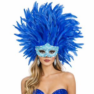 Luxuriöser Spitzenverzierter Hartschalen-Masken-Hahnenfeder-Kopfschmuck für Karnevalsumzüge, Samba-Tanz, Bühnenkostüme und Party-Accessoires - Product Image 2