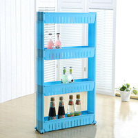 Étagère de rangement de cuisine coulissante mince à 4 niveaux Offre Spéciale étagère de rangement en plastique de cuisine chariot roulant de rangement à 4 niveaux