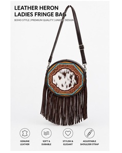 Sac à main en cuir véritable de haute qualité pour femmes, style bohème tendance, avec franges, pour le shopping et les occasions décontractées, en vente - Product Image 2