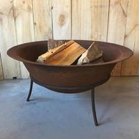 Foyer extérieur en bois de 29 pouces, durable et robuste, avec pieds, pour jardin et camping
