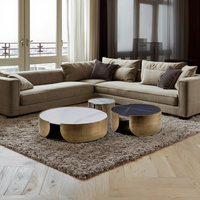 Ensembles de table de salon, design spécial moderne, en marbre, rond, café de luxe en or, 4 pièces