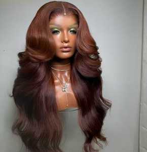 Parrucca Frontale in Pizzo HD 4x4 13x6 con <span class=keywords><strong>Capelli</strong></span> Vergini Umani Marrone <span class=keywords><strong>Scuro</strong></span>, Densità 200%, Attaccatura <span class=keywords><strong>Naturale</strong></span>, Senza Colla, Nodi Invisibili, Onda Morbida - Product Image 1