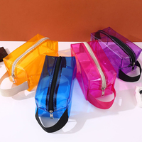 Quantité minimale de commande bas seulement 50 pièces personnalisé transparent néon coloré PVC cosmétique maquillage toilette soins de la peau Kits pochette étanche en plastique cadeau sac