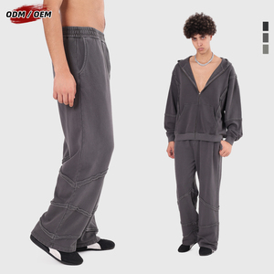 Pantalones Rectos de Algodón Puro Lavado Estilo Vintage para Hombre, Pantalones Deportivos con Parches y Lavado Nieve sin Cordón - Product Image 4