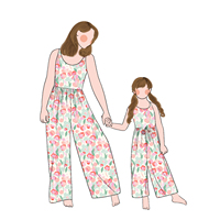 Vente en gros de fibres de protéines de lait, combinaison d'été à bretelles pour maman et moi, barboteuse à jambes pour filles, tenues assorties pour la famille