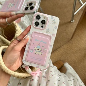 Cute and Happy Dog iPhone 15 Pro Max 16 Sweet Girl Card Bag for Phone Case