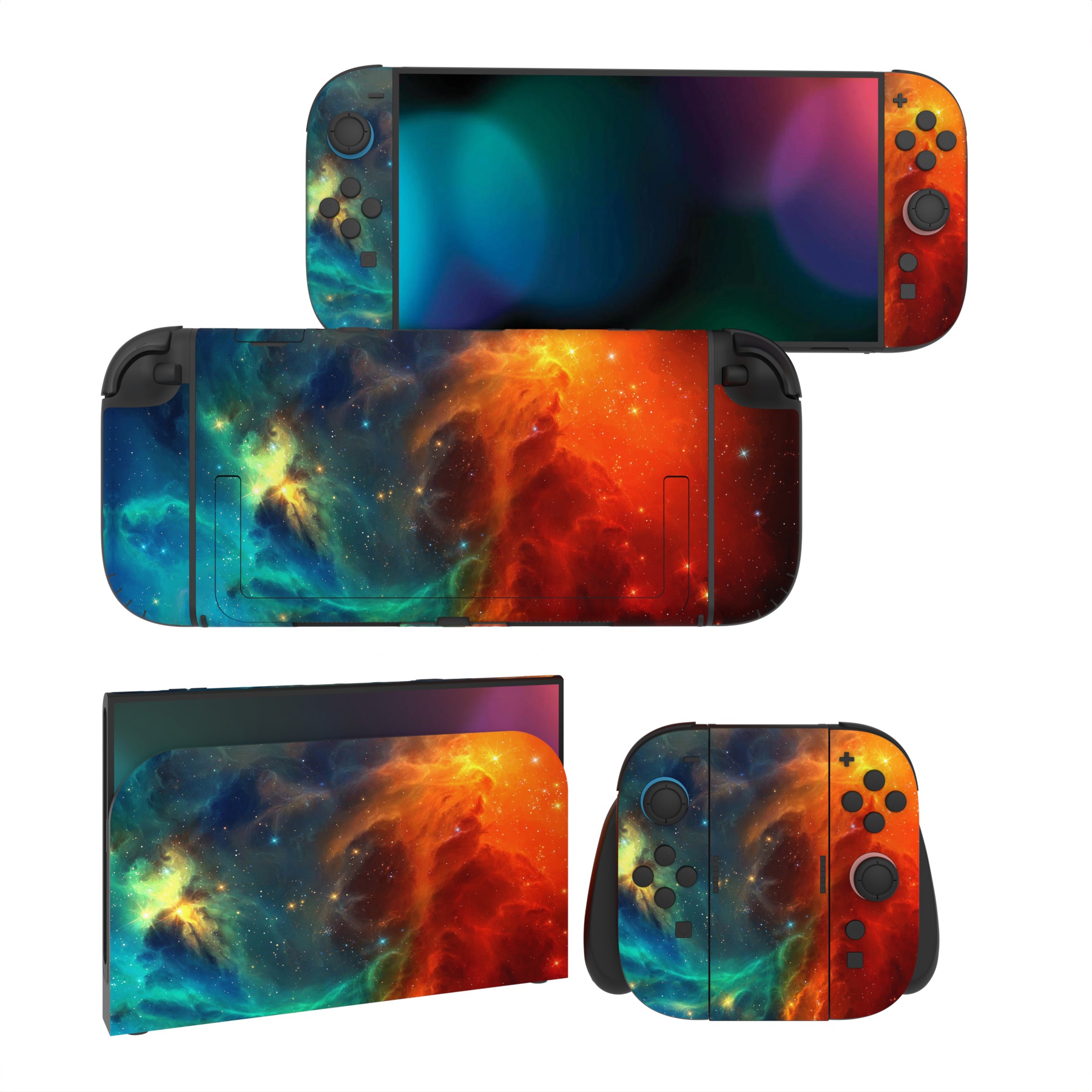 Ensemble complet de skin à motif d'univers étoile orange