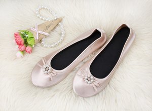 ¡Novedad de 2025! Zapatos <span class=keywords><strong>plegables</strong></span> para pies de rescate, zapatos de bailarina decorados con perlas para bodas y eventos para verano y primavera - Product Image 6