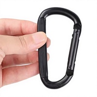 Mousqueton robuste noir 80 mm M8 en acier au carbone avec ressort, pour hamac de yoga, balançoire, camping, fitness, attache rapide, charge 500 LBS