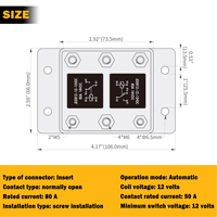Module de relais de réversal de polarité à double relais H-Bridge pour contrôleur de moteur CC 12 V 80 A robuste avec marche avant/arrière
