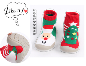 Zapatos de calcetín casuales de caña alta para bebé, cálidos de invierno, de punto, tipo botines, con suela suave antideslizante, para primeros pasos de niños pequeños, regalo navideño - Product Image 3