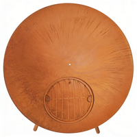 Brasero rond en fer avec pieds trépieds, grille de ventilation et pique-foyer pour patio extérieur, jardin et camping