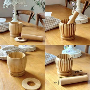 Natural Bamboo Garlic Mincer 14cm With Pestle Eco Friendly Food Grade Herb <b>Spice</b> Tool - Product Image 1