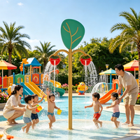 Seau à bascule en forme d'arbre pour hôtel, camping, parc aquatique – Seau de distribution combiné en acier inoxydable pour aire de jeux aquatique