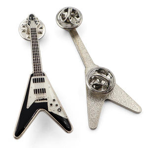 <span class=keywords><strong>Promotion</strong></span> Schwarz Cool Instrument Musik Cartoon Vergoldete Emaille Pin Benutzer definierte Logo Abzeichen Gitarre Anstecknadel Zum Verkauf - Product Image 5