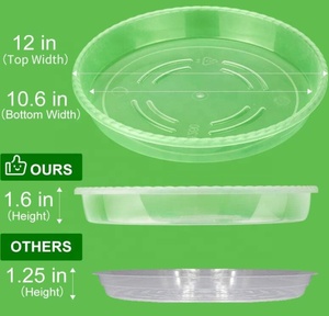 Piattini per piante trasparenti da giardino rotondi durevoli all'ingrosso in plastica trasparente spessa resistente e robusto piattino per piante vassoi antigoccia per interni ed esterni - Product Image 5