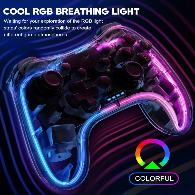 Controller Video Game Gaming Joystick Transparent RGB Light Switch Pro Controller For NS Switch Lite OLED Game Console