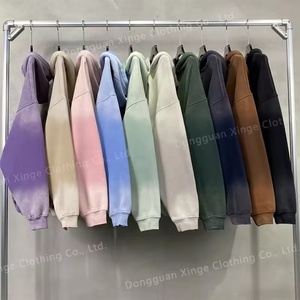 Sudadera con Capucha Corta y Holgada para Hombre, Estilo Urbano, con Lavado Ácido y Diseño Bordado, para Invierno, Servicio Personalizado OEM - Product Image 2