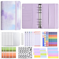 Classeur pas cher PU cuir cadeau 6 anneaux feuilles mobiles bande élastique Journal cahier carte à collectionner argent portefeuille planificateur A6 Budget classeur