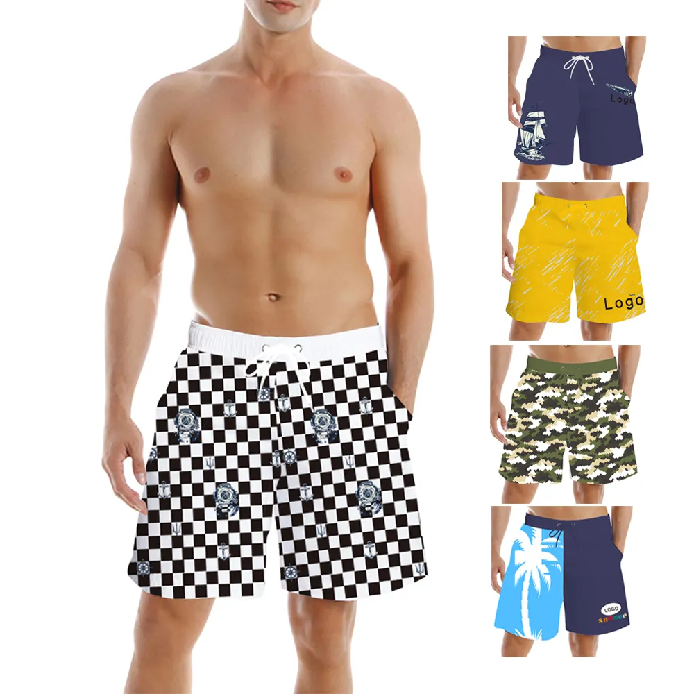 Custom Men Shorts Summer Beach Mens Swim Trunks 7 Inch Inseam with 4 Way Stretch and Classic Styles