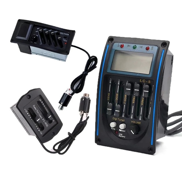 High Quality EQ LC-5 5 Band Acoustic Guitar Pickup Preamplifier Equalizer Piezo Pickup Acoustic Guitar Preamplifier Tuner