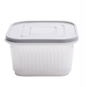 Food <b>Storage</b> Box Square With Lid For Vegetables And Fruits <b>Kitchen</b> Use White Beige Gray - Product Image 5