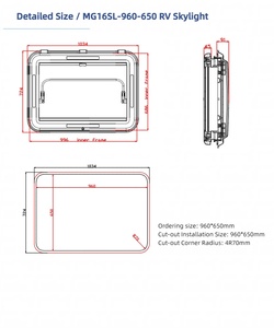 MAYGOOD High Quality 960*650mm RV Motorhome Conversion <strong>Van</strong> Special Vehicle Roof <strong>Skylight</strong> With Aluminum Top Frame - Product Image 6