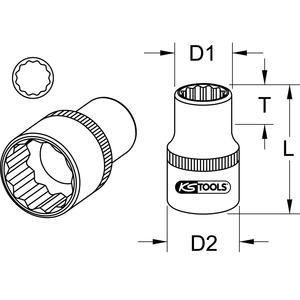 KS TOOLS 3/4 "Toma de 12 puntos, corta, 50 mm - Product Image 2