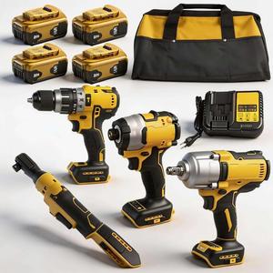 20V <b>Electric</b> Tool <b>Kit</b> 4pcs Ratchet Drill 4pcs 5Ah Lithium-ion Battery Charger High Quality Power Tools 12-Month Warranty OEM/ODM - Product Image 2