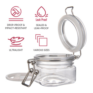 High Quality PET <b>Square</b> Storage Jar BPA Free Airtight Tea Salt Spice <b>Container</b> with Bail Seal - Product Image 3