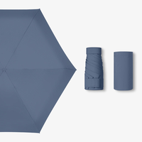 Mini parapluie portable à poche 6 plis pour femmes Nouvelle protection solaire ultra-légère à revêtement noir créatif pour la pluie de voyage