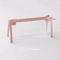 Étui à crayons transparent avec logo personnalisé, étui à crayons en plastique transparent pour l'école avec fermeture éclair, grande capacité, sac à crayons, trousse de maquillage