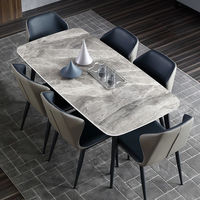 Ensembles de tables et chaises de salle à manger modernes de luxe, table en dalle de pierre de bambou, meubles de salle à manger pour la maison, le restaurant et l'hôtel