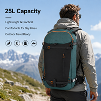 Sac à dos de randonnée léger multi-compartiments avec fermeture éclair 25L, logo personnalisé, pour le sport de plein air et l'escalade