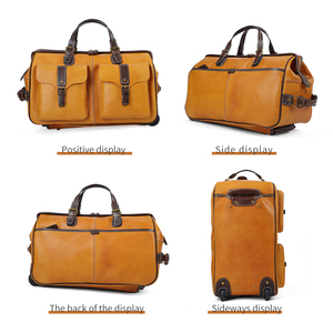 DUJIANG-carrito de equipaje de piel auténtica para hombre, conjunto de equipaje con ruedas de 24 pulgadas - Product Image 3