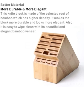 Bloc de rangement pour couteaux en bambou, bloc de couteaux à 20 fentes, porte-couteau en bambou écologique sans couteaux - Product Image 3