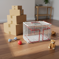 LIZE PET Cage de transport pliable de luxe en acier inoxydable thermolaqué, écologique, à motif animalier, pour animaux de compagnie, boîte de contention et de transport