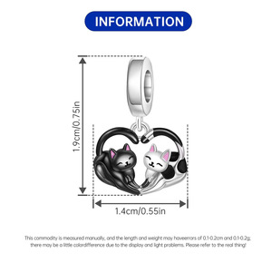 Colgante de gato en forma de corazón de dos tonos con epoxi, accesorio original de alta gama para pulseras DIY, venta al por mayor (accesorios para mujer) - Product Image 2