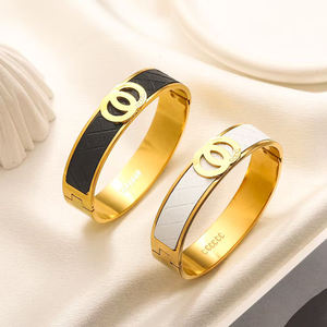 Designer Modemerk Roestvrijstalen Armband Waterdicht Verguld Letter H Email Design Luxe Trendy Unisex Armbanden - Product Image 1