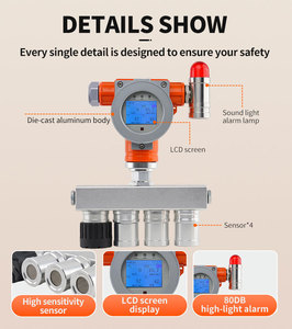 Détecteur de gaz industriel fixe 4 en 1 LEL O2 CO H2S, détecteur multi-gaz pour hydrogène sulfureux, monoxyde de carbone, oxygène et gaz combustibles - Product Image 3