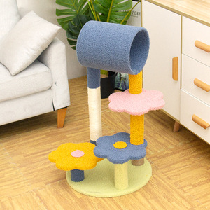 Cartoon Cat Tree 2 Levels Sisal Scratching Post Indoor Cat Bed With Tree Hole Privacy - Product Image 3